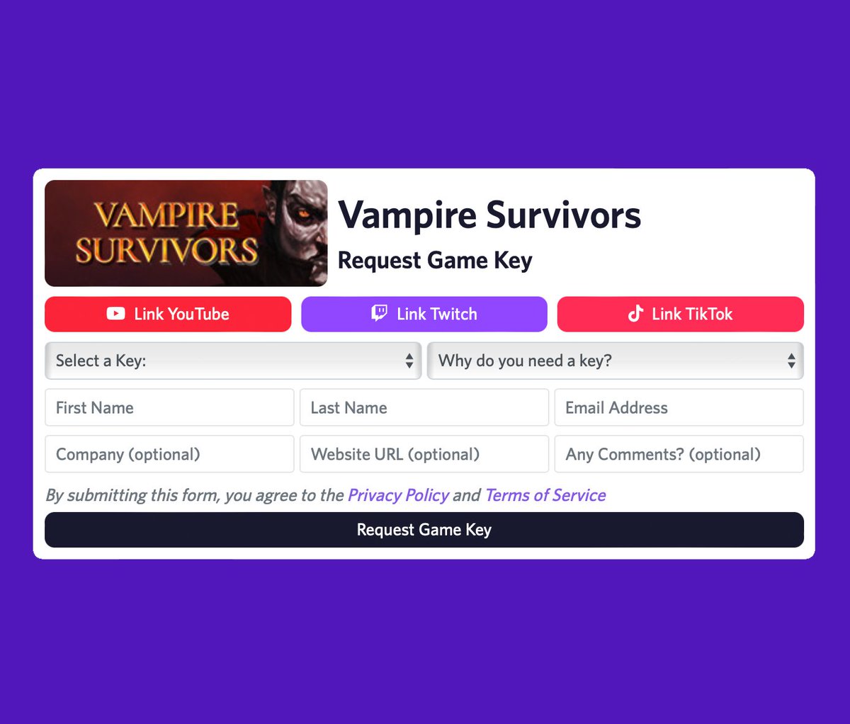 Wouldn't it be cool if — for content creators — you could embed a Key Request widget into your website &amp; press kit? #gamedev #indiedev