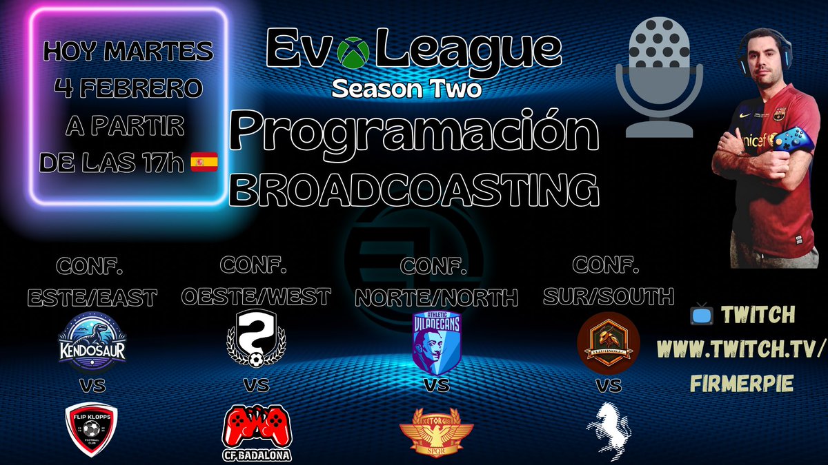 🎙️📺 ARRANCAMOS LA TEMPORADA DE CASTEOS

Hoy Martes 4 de febrero a partir de las 17h🇪🇸 en el canal de Firmerpie

twitch.tv/firmerpie

Os esperamos!! ⚽️⚽️🎮🎮🔥🔥

#EvolutionLeague
#SeasonTwo
#eFootball2025
#Xbox