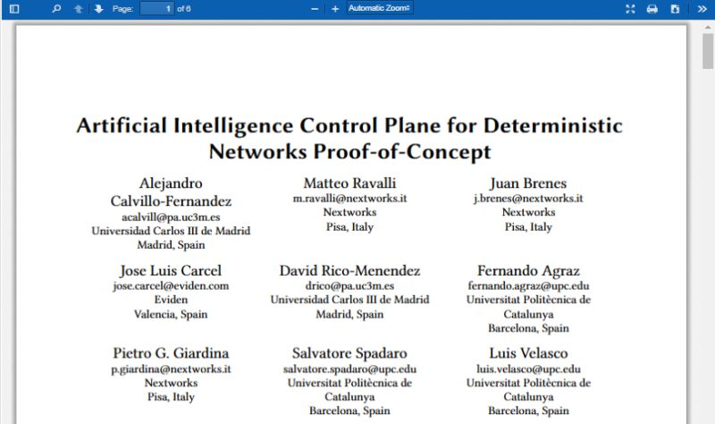 Predict6G's tweet photo. 📢 NOW AVAILABLE: The 2 papers by PREDICT-6G presented at the 2nd Workshop on 6GPDN, part of #MobiCom 2024.
2️⃣ 'Artificial Intelligence Control Plane for Deterministic Networks Proof-of-Concept', by researches from @uc3m, @NextworksSrl and @la_UPC
📖: https://t.co/xfsq8WvQv5 https://t.co/QeELICsecI