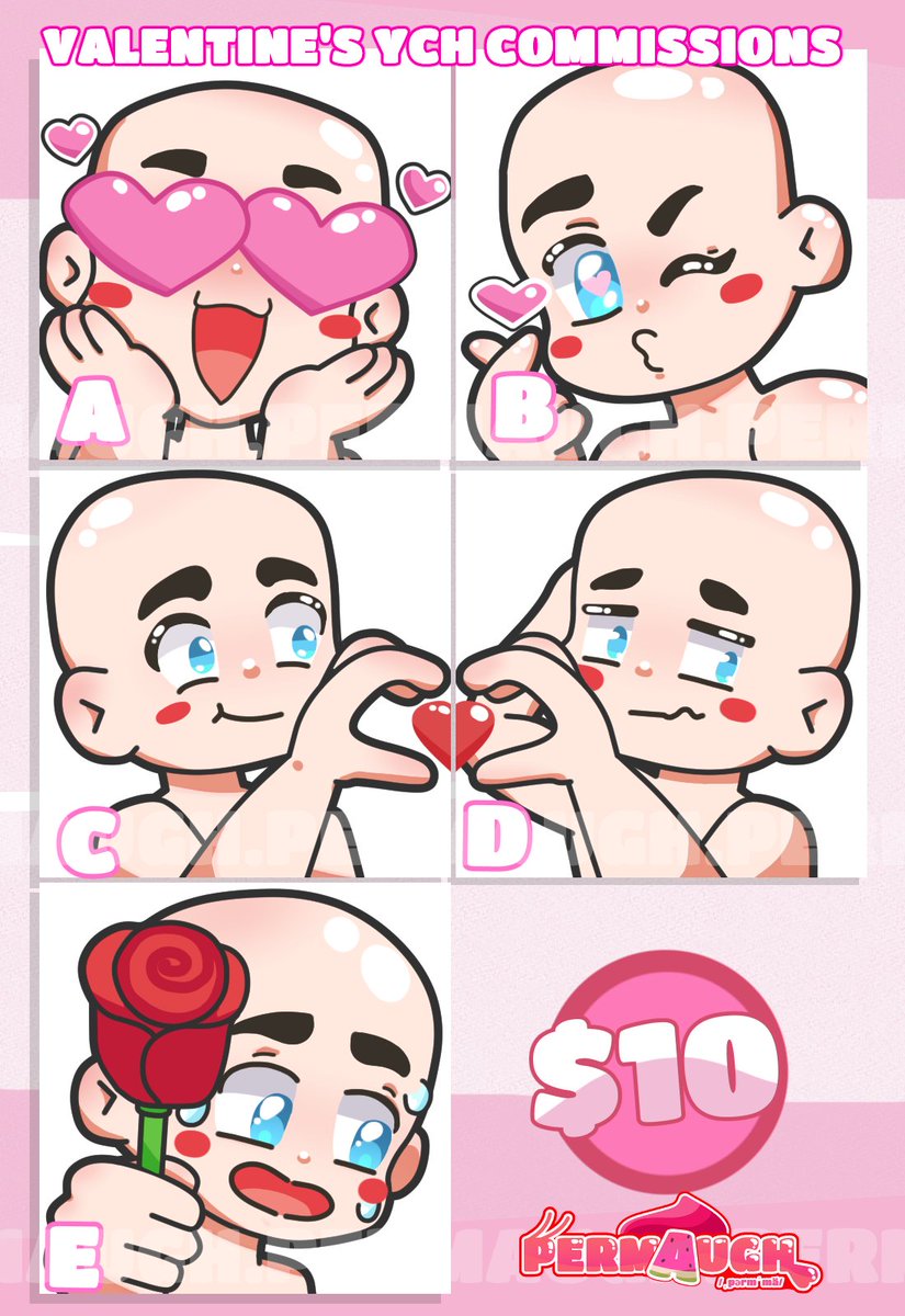OH HEY! It's up! Valentine's YCH emotes! Head on to my ko-fi for more info and for commissions! ko-fi.com/c/8dd9ee1cf8