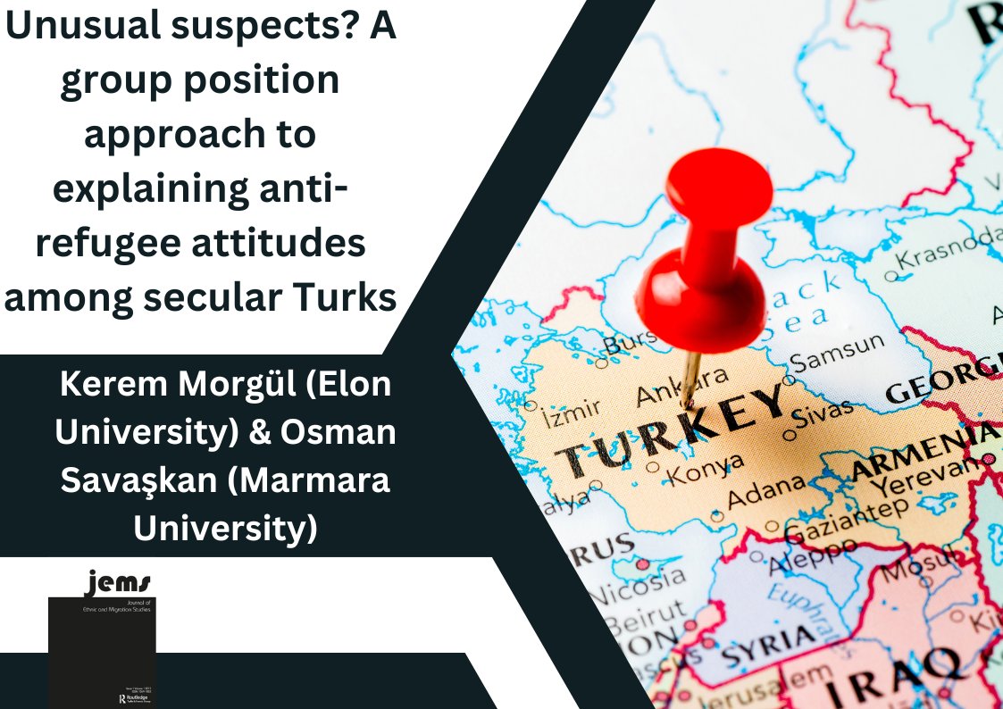 New research published in JEMS finds that anti-refugees attitudes among secular Turks is linked to fears of political and lifestyle threats under Erdoğan's regime that reflect broader worries about their own status in Turkey. tandfonline.com/doi/abs/10.108…