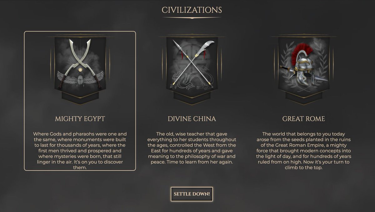 CIVILIZATIONS
Mighty Egypt
Where Gods and pharaohs were one and the same, where monuments were built to last for thousands of years,where the first men thrived and prospered and where mysteries were born that still linger in the air. It’s on you to discover them
<a href="/thelastmonarchy/">The Last Monarchy</a>