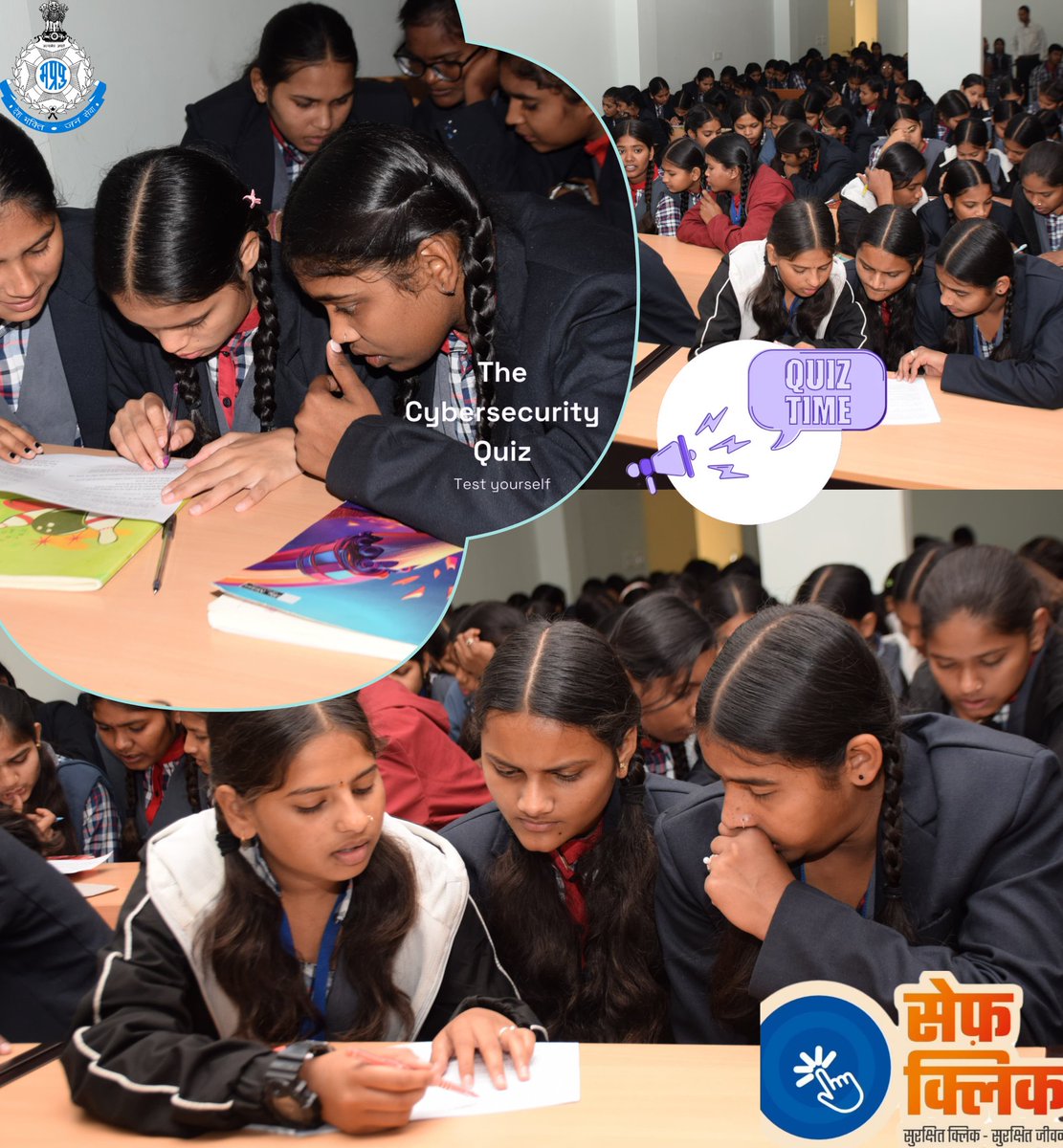 Spnarmadapuram's tweet image. "सेफ क्लिक अभियान" के तहत जिला पुलिस नर्मदापुरम द्वारा शासकीय ज्ञानोदय आवासीय विद्यालय नर्मदापुरम में साइबर एवं महिला सुरक्षा से संबंधित क्विज प्रतियोगिता का आयोजन किया गया।साइबर सुरक्षा पर जागरूकता वीडियो के माध्यम से ऑनलाइन ठगी, फिशिंग, और डिजिटल सुरक्षा के उपाय बताए गए