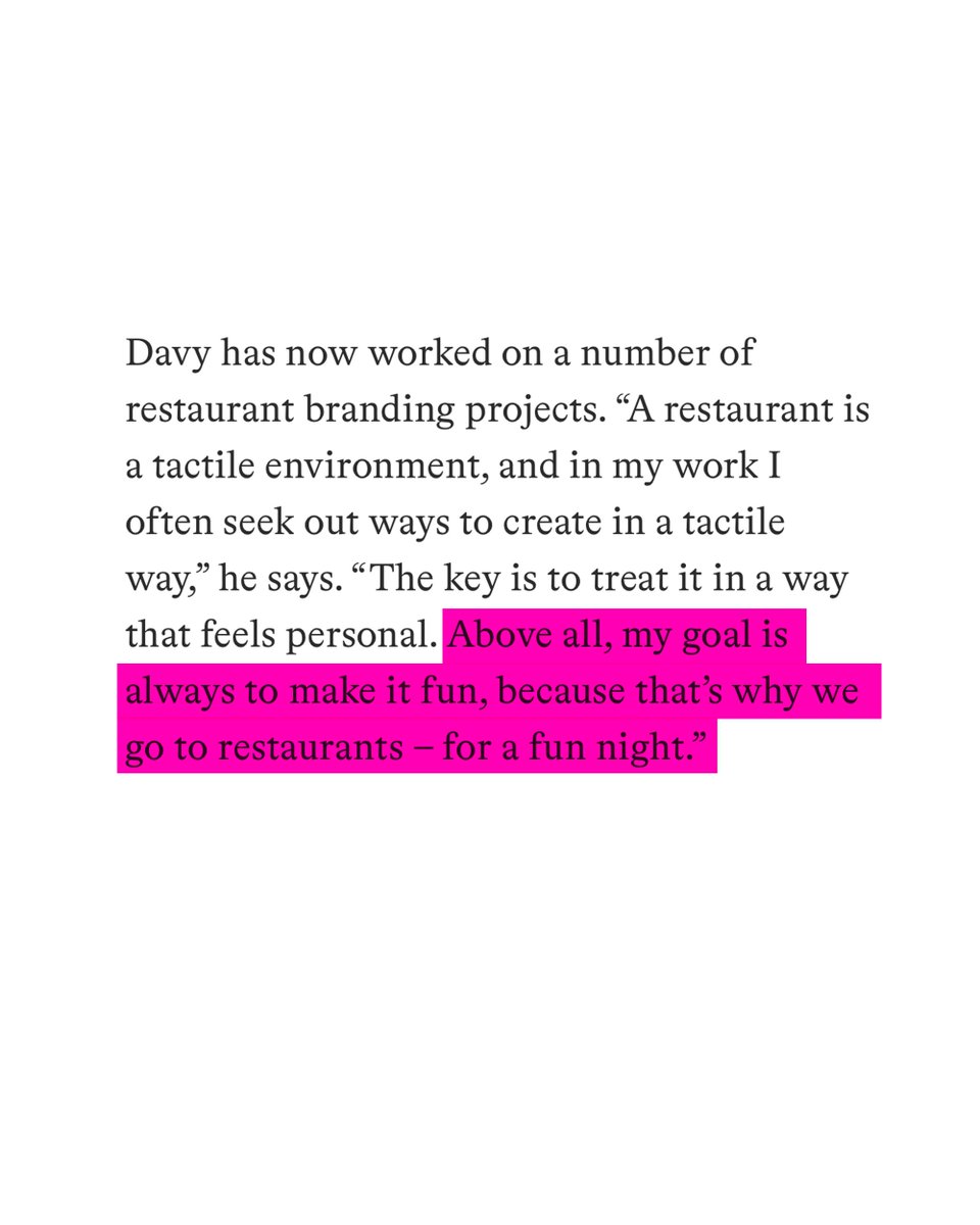 My work is on <a href="/itsnicethat/">It's Nice That</a> again... 🥹

Shared some insight on my process aswell as why I love working with restaurants: itsnicethat.com/articles/davy-…