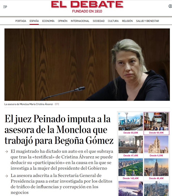 La asesora de Moncloa que pagábamos todos para que sirviera de secretaria personal de Begoña Gómez imputada. Un socialista ya no puede gastar el dinero de los demás en tener a una asistente sin que te investiguen. ¡Qué fascismo!