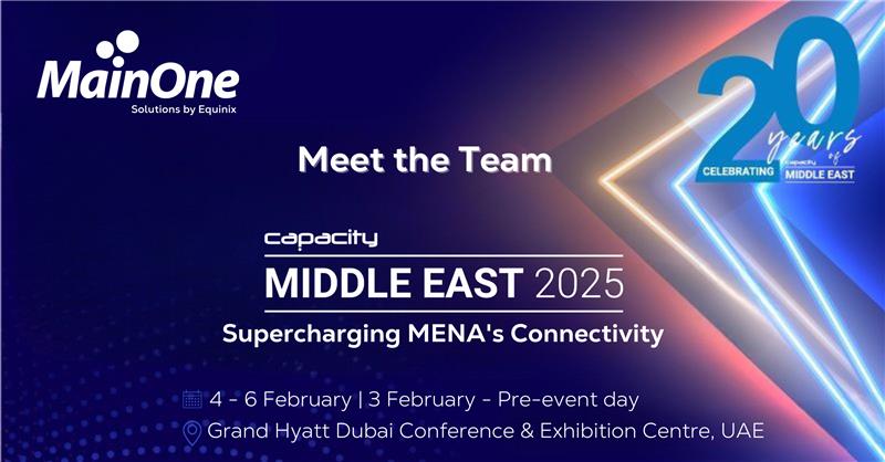 Mainoneservice's tweet photo. We are live at Capacity Middle East.
Our team is on ground to network with existing customers and lead progressive discussions.
To book a meeting with the team, send a message via info@mainone.net
#CapacityME https://t.co/DCFGttzoXo