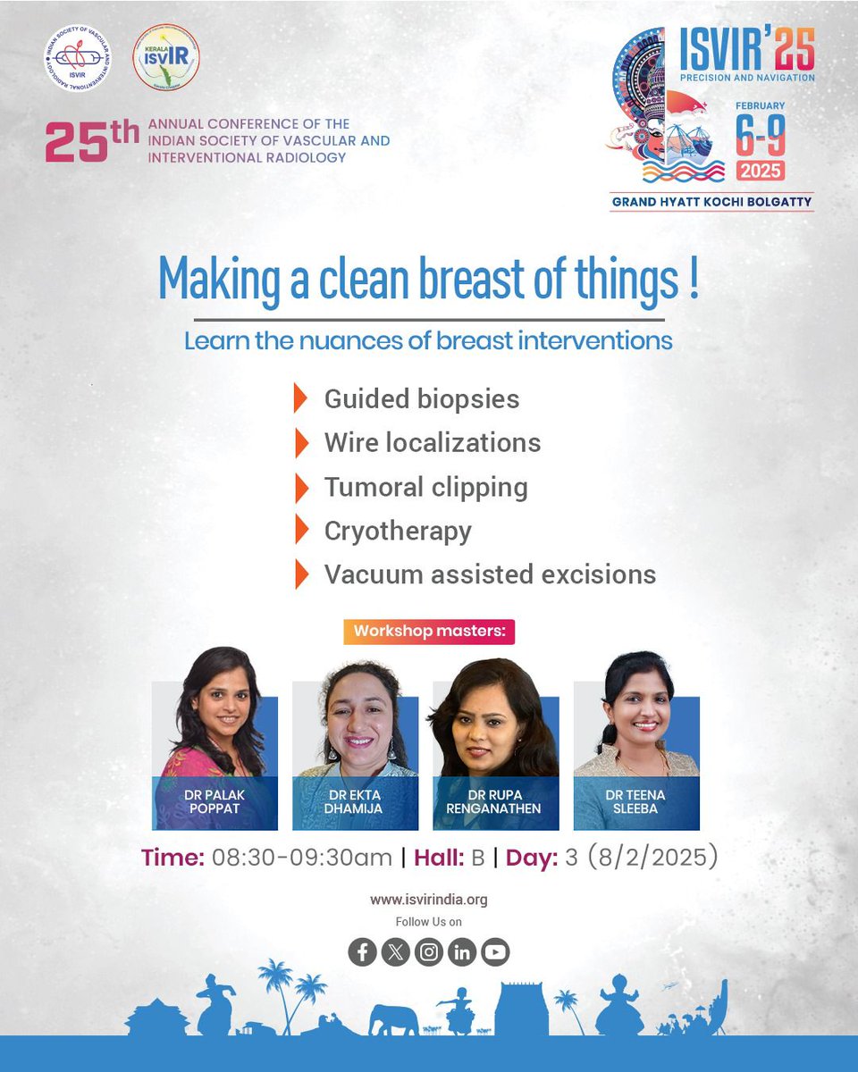 Think Beyond the Scan:
Dive into the Future of Breast Intervention at ISVIR25.
Master techniques, sharpen your skills, and redefine care.
Visit our website to know more :  isvirindia.org/ISVIR2025

#ISVIR2025 #BreastCareRevolution
#ISVIR25Workshop
#BreastImagingExcellence