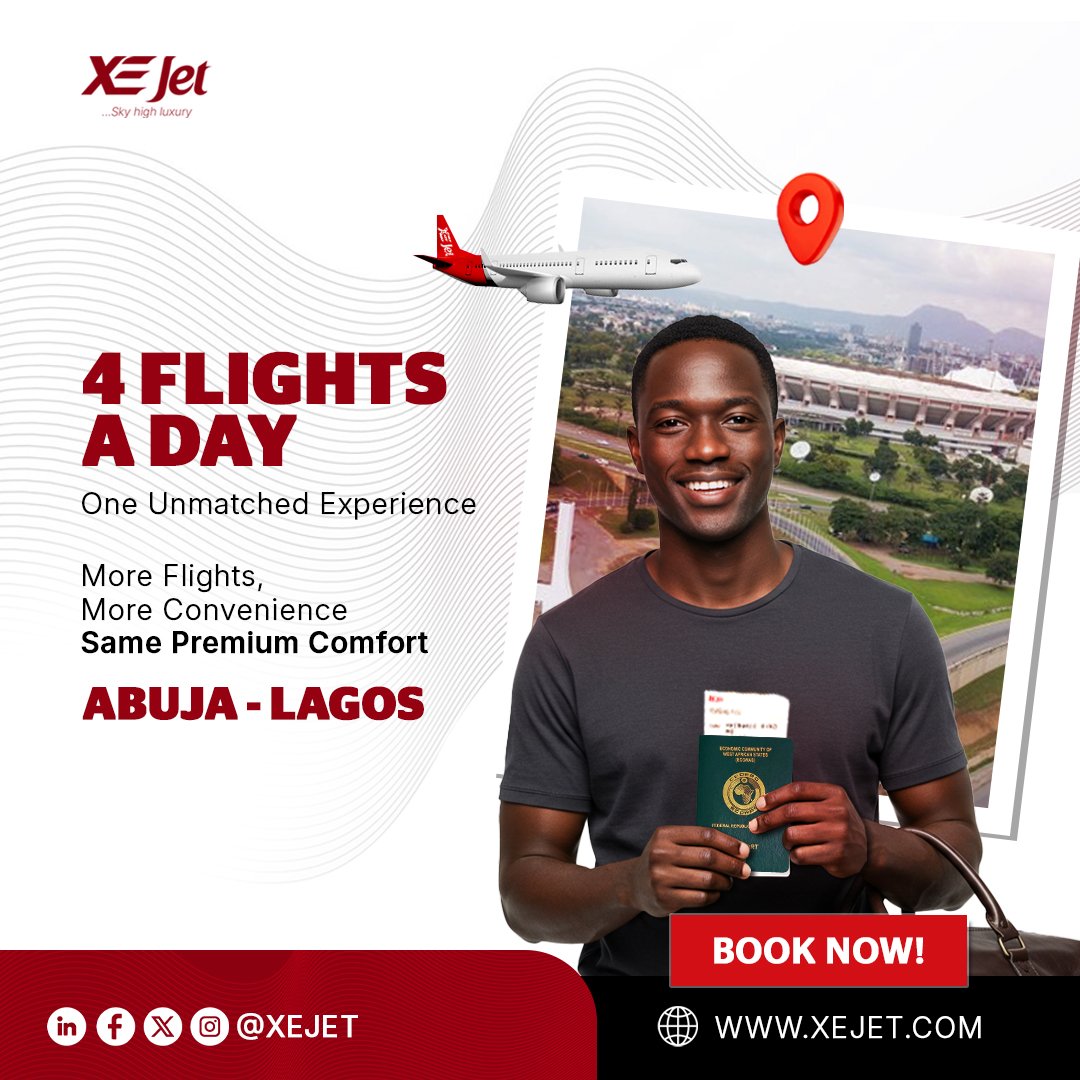 flyxejet's tweet photo. The Premium business class you love, now more accessible 4 times daily. Book now on https://t.co/imA7buBAmE to reserve your seat today.#luxuryOnYourSchedule #BusinessClassService #SkyHighLuxury https://t.co/6FrvvRMUgY