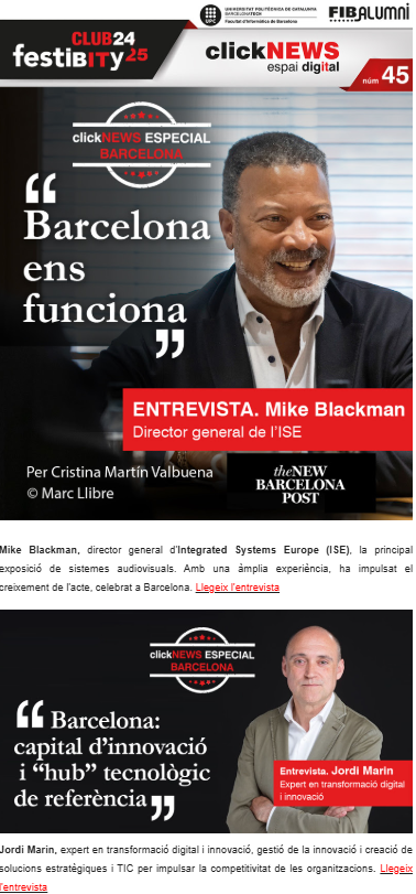philinks's tweet photo. 🔴📄El butlletí #ClickNEWS del #ClubFestibity treu una nova edició, la nº 45, especial de #BarcelonaDigital!

💡Entrevistes exclusives, articles, notícies #iTalent i actualitat #BarcelonaTIC

👉#Comunicació i #Branding by @philinks 

↪️Tots els detalls:
https://t.co/8LZins9pjc https://t.co/Q2MPuYDWno