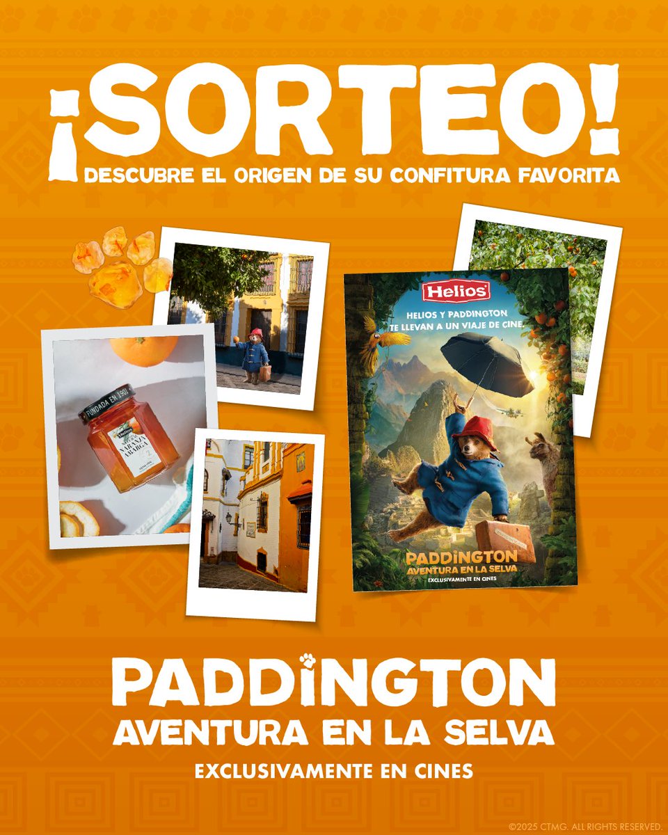 helios_es's tweet photo. 🐻 ¡ATENCIÓN, SORTEO! 🐻 Paddington estrena película y ha viajado a Sevilla a conocer el origen de su confitura favorita: la de naranja. Comenta que sitios puede conocer en su visita y entra en el sorteo de entradas para ver su nueva película. #PaddingtonAventuraEnLaSelva #Sorteo https://t.co/VPlStHMmki