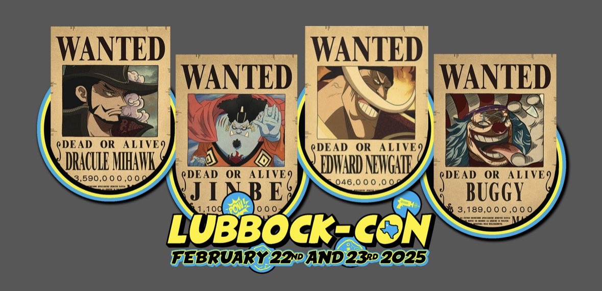 dbaughactorman's tweet photo. Coming very soon! Lubbock, Texas. Feb.22-23
Come see me and my fellow One Piece voice actors. #onepiece #funko #conventionsetc #jinbe #jimbei #mihawk #whitebeard #buggy @LubbockCon https://t.co/09zIAxmivg