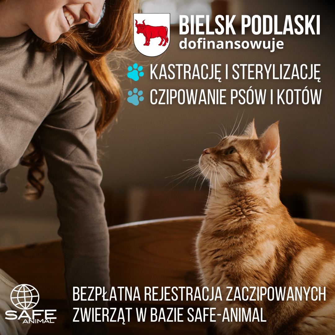 Mieszkańcy #BielskPodlaski mogą skorzystać z dofinansowania do akcji czipowania i sterylizacji zwierząt. Wszystkie zaczipowane zwierzęta zostaną  zarejestrowane w  #SAFEANIMAL Szczegóły o prowadzonej akcji: bielsk.eu/bielsk-podlask… <a href="/brzozowskij/">Jacek Brzozowski</a> <a href="/lukaszprokorym/">Łukasz Prokorym</a> <a href="/szymon_holownia/">Szymon Hołownia</a>