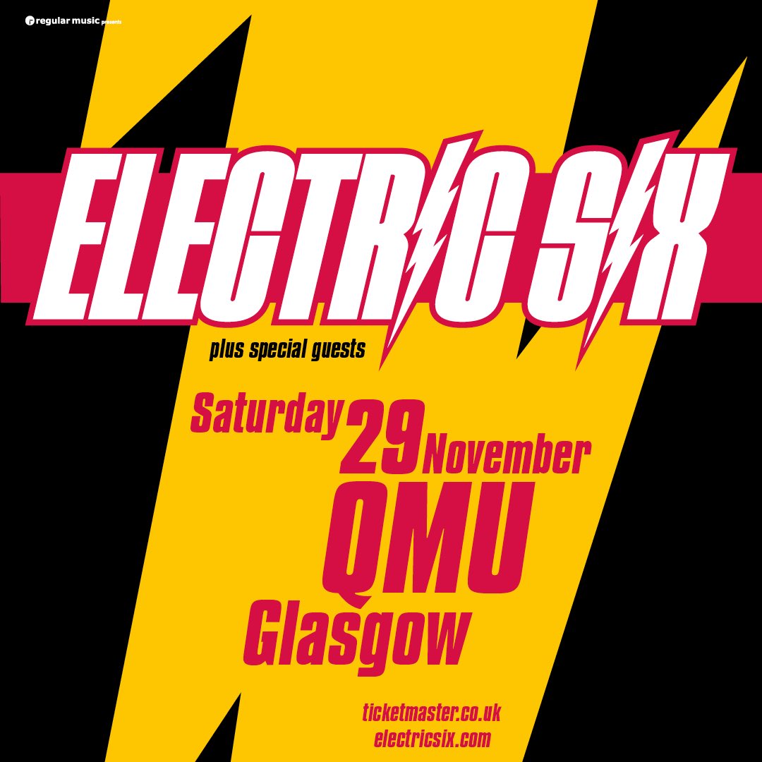 Regular Music (@regularmusicuk) on Twitter photo JUST ANNOUNCED/// <a href="/electric6/">Electric Six</a> play <a href="/QMUnion/">Queen Margaret Union</a> on Saturday 29 November.
Tickets 🎟️ go on sale Friday 7 February at 10am. JUST ANNOUNCED/// <a href="/electric6/">Electric Six</a> play <a href="/QMUnion/">Queen Margaret Union</a> on Saturday 29 November.
Tickets 🎟️ go on sale Friday 7 February at 10am.