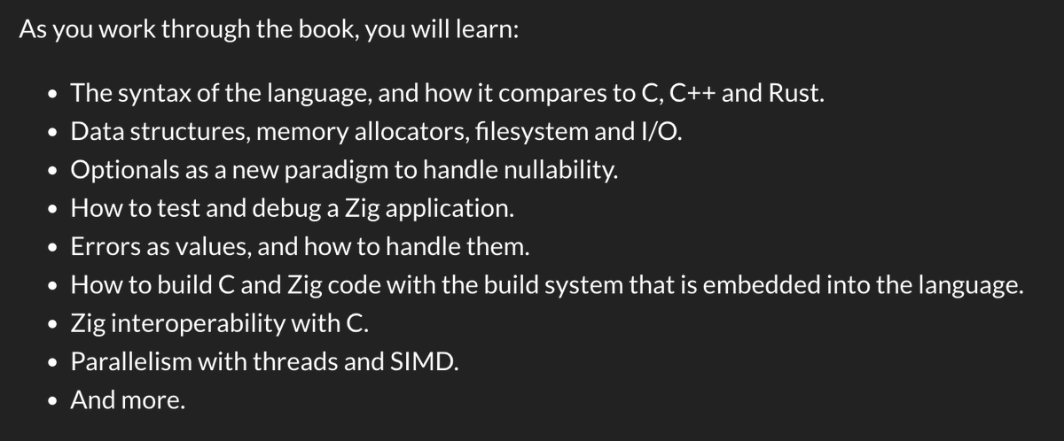 ludwigABAP's tweet image. Pedro wrote a book on Zig! It&apos;s open-source and can be supported thru Amazon or donations

Quite a few Zig books coming out, shall be supporting every one of them