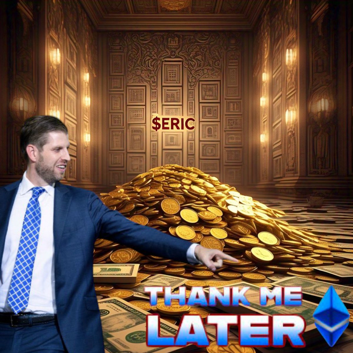 ThankMeLaterERC's tweet photo. $ERIC supporters + Ethereum maxis = unstoppable force. Get ready for the next wave. 🚀 #TRUMP #ThankMeLater #Ethereum https://t.co/p6cCRlEPEY