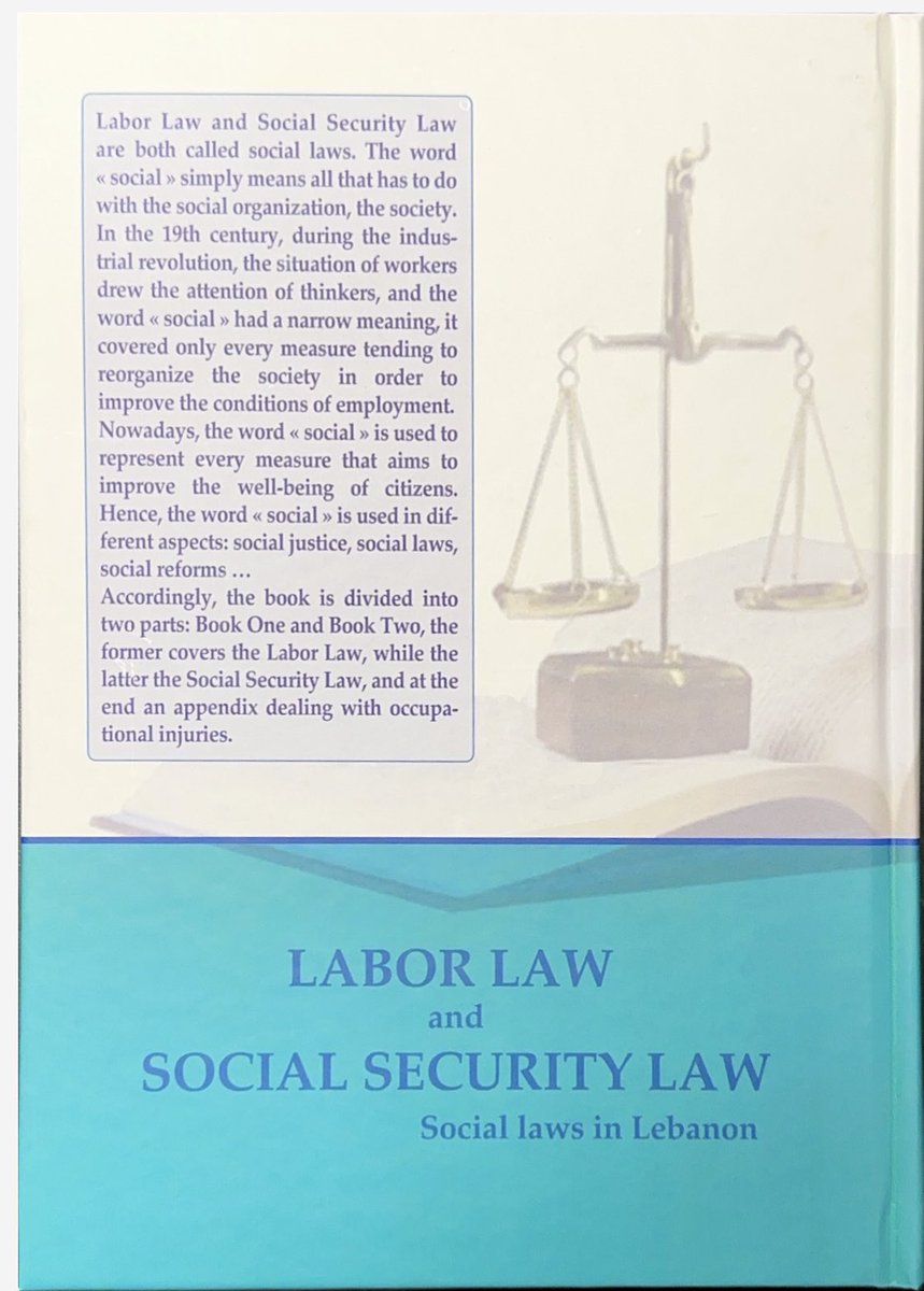 Proud to announce the 3rd Edition of my book Labor Law &amp; Social Security Law—the only comprehensive English-language book on Lebanese labor &amp; social security law! Updated with the latest amendments &amp; the new retirement reform
#LaborLaw #LebaneseLaw #RetirementReform #LegalUpdates