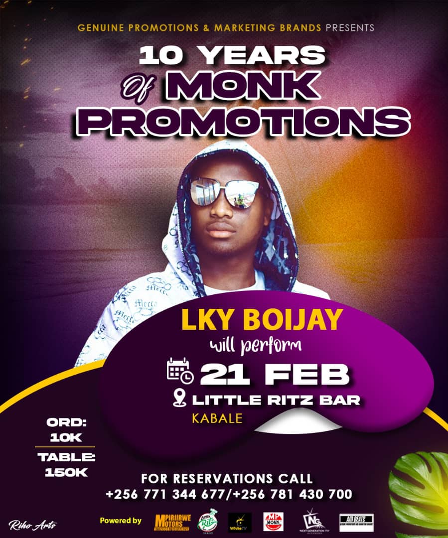Sometimes The Magic Happens  When You Stop Worrying How Things Will Work Out And Do It Anyway.
No Matrer The Situation You're Facing,
Dont Break Your Routines.
Lets Meet At #LITTLE_RITZ_BAR_KABALE
Introducing #LkyBoijay🎤🎤🎤
Entrance is just #10k
Tables At #150k
#NB TICKETS OUT