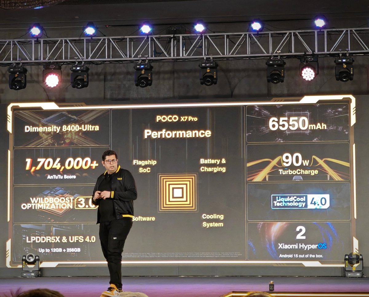 KapsiSaif's tweet photo. The Dimensity 8400-Ultra powered #POCOX7Pro is my perfect match! Lightning-fast performance, epic gaming sessions, and a battery that lasts all day! #Dimensity8400
#MediaTekConnect
@MediaTekIndia @91mobiles @IndiaPOCO @AnujSidharth @Himanshu_POCO https://t.co/wEfyDZuoG9