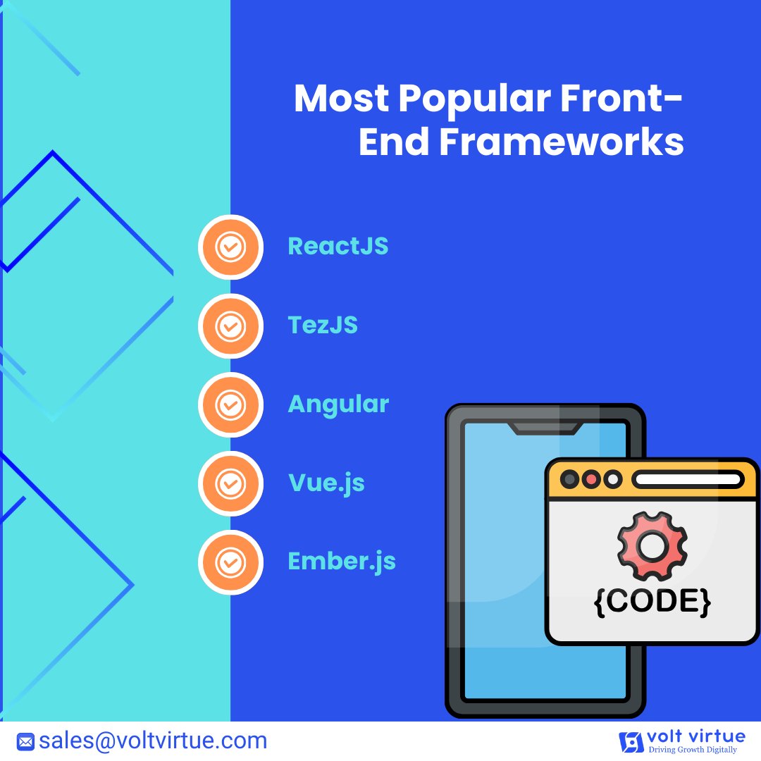 VirtueVolt's tweet photo. Looking to build modern and dynamic web applications? π
#digitalmarketingagency #marketingstrategy #voltvirtue #Growth #onlinevisibility #BusinessGrowth #SmallBusiness #marketinginsights #onlinegrowth #webdevelopment #frontend #reactjs #Angular #vuejs #tezjs #emberjs https://t.co/bl3Hzxx5yY