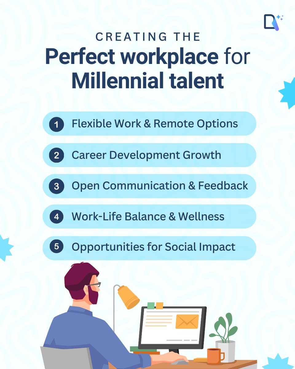 "Creating a workplace that attracts and retains millennial talent means prioritizing flexibility, growth, open communication, work-life balance, and social impact.

 Let's foster an environment where innovation thrives and people feel valued! 🌟

#MillennialTalent #SocialImpact