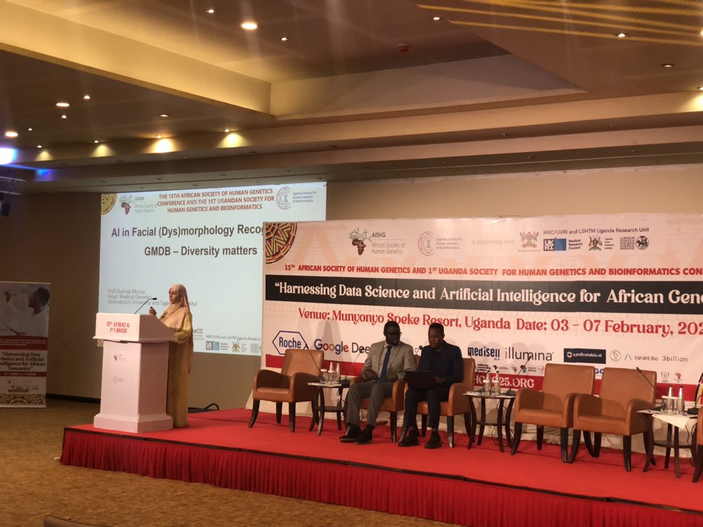 AfSHGenetics (@afshg_genetics) on Twitter photo Prof <a href="/shahida_moosa/">Shahida Moosa #StopTheGenocide</a> is presenting on “Genetics of facial morphology recognition”. We need more images and more diversity to make AI more efficient she purports. GMDB is an app everyone can be involved in for the benefit of others. #AfSHG2025 #Africa #Genetics Prof <a href="/shahida_moosa/">Shahida Moosa #StopTheGenocide</a> is presenting on “Genetics of facial morphology recognition”. We need more images and more diversity to make AI more efficient she purports. GMDB is an app everyone can be involved in for the benefit of others. #AfSHG2025 #Africa #Genetics