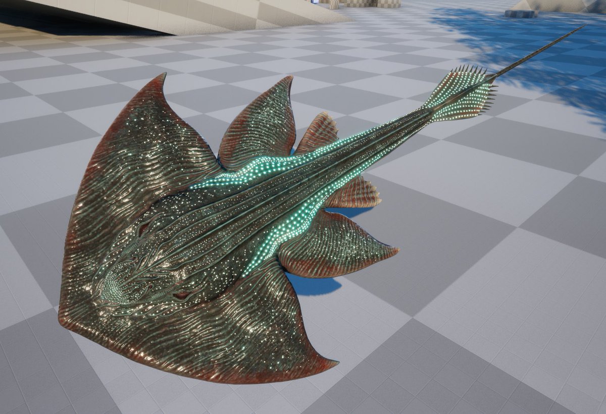 Just finished Texturing “Hydrovanta”! Here are some DevKit Previews Enjoy  :) #ARKSurvivalAscended #survivetheark #Aliens #ocean #sea #stingray  #modding #gameart #new #cool #ue5 #ASA #trend #mantaray #asa #art #mod  #bioluminescent #digitalart