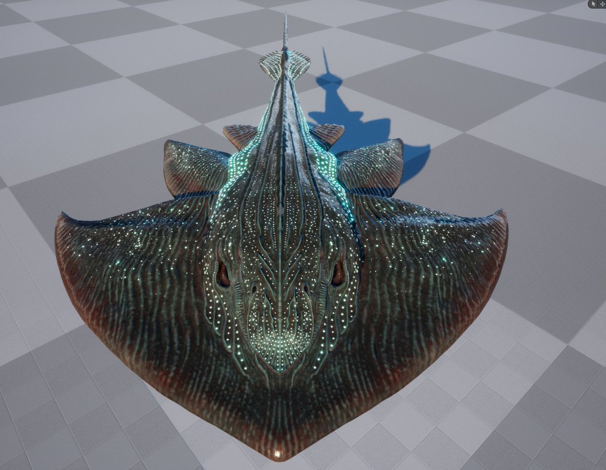 Just finished Texturing “Hydrovanta”! Here are some DevKit Previews Enjoy  :) #ARKSurvivalAscended #survivetheark #Aliens #ocean #sea #stingray  #modding #gameart #new #cool #ue5 #ASA #trend #mantaray #asa #art #mod  #bioluminescent #digitalart