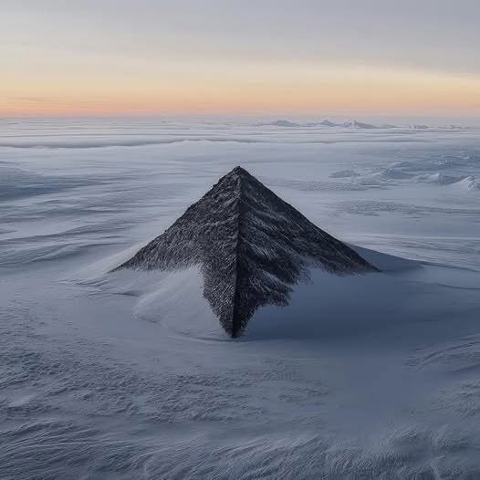 A nunatak is the summit of a mountain that protrudes from an ice field or glacier.

This 6,955-foot (2,120-meter) horn in the Quartermain Mountains of Antarctica, is one of such peaks: it's know as Pyramid Mountain.