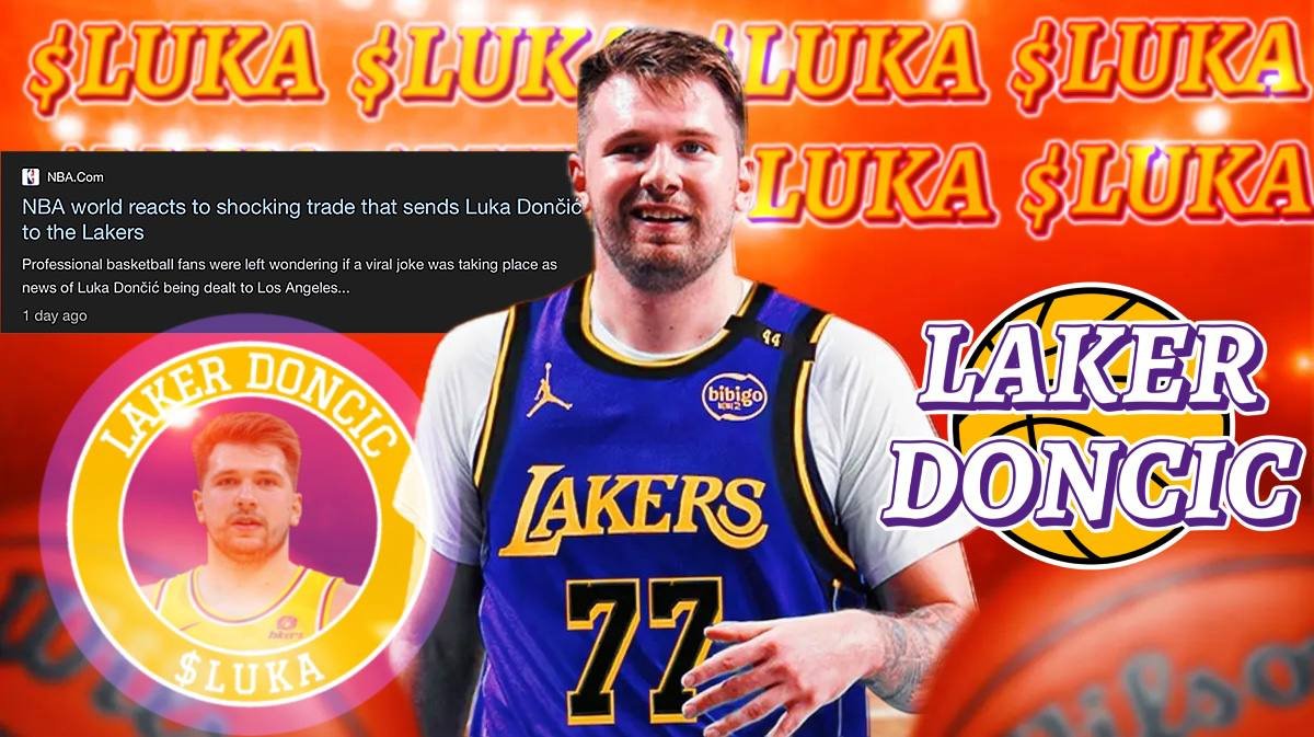 LakerDoncic's tweet photo. The world can't believe it. We are Laker Doncic! Go $Luka! https://t.co/CAgH6bygTs