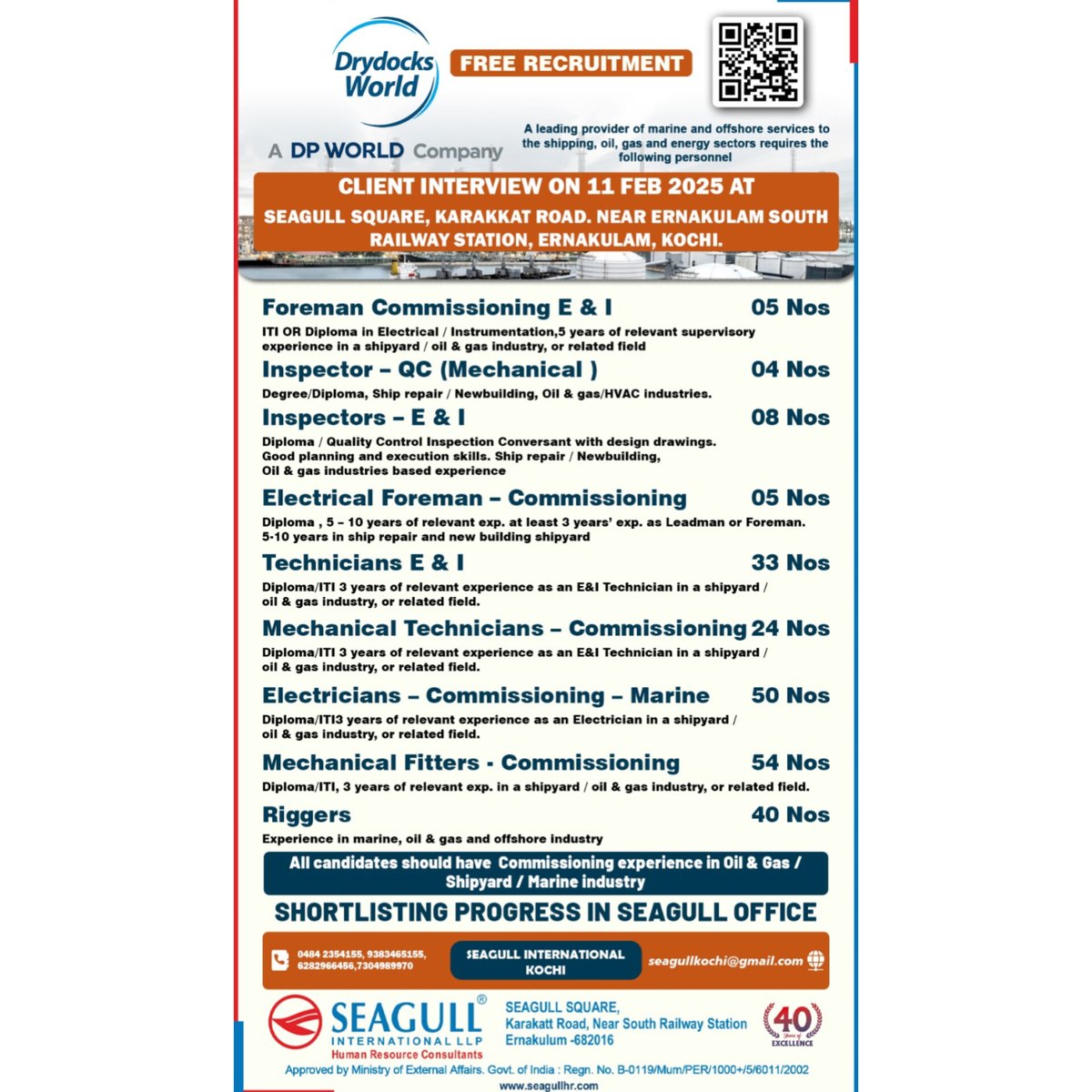 hrd1_seagull's tweet photo. 🇦🇪Dubai Jobs
💻 Client Interview On 11th Feb 
📍Location - Kochi
.

.

.
#dubaijobs #seagull #foremancommissioning #electricalforeman #mechanicalfitter https://t.co/9jvPF5fHC6