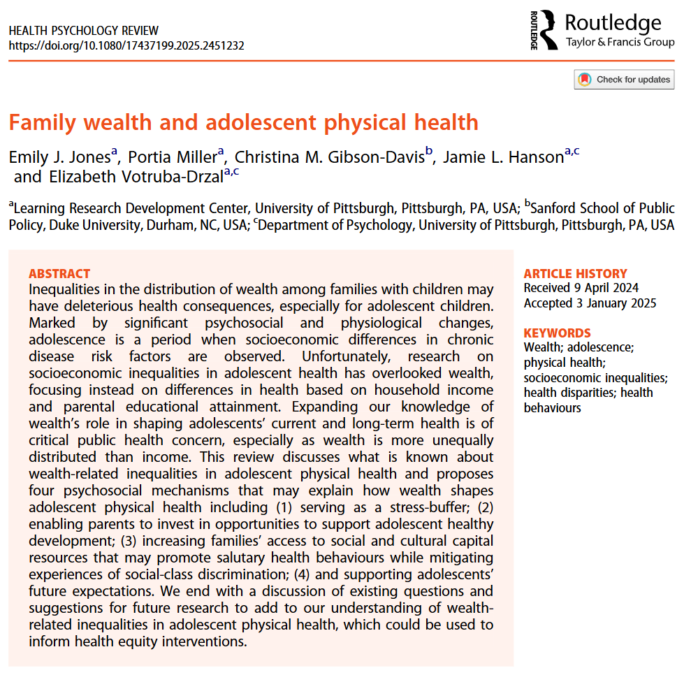 healthpsychrev's tweet photo. Interested in adolescent health? Have a look at this review looking into four pathways in which family wealth influences the health of adolescents. Find the whole review here: https://t.co/uM2tzVlRQC https://t.co/Iw2ZjYUL5t