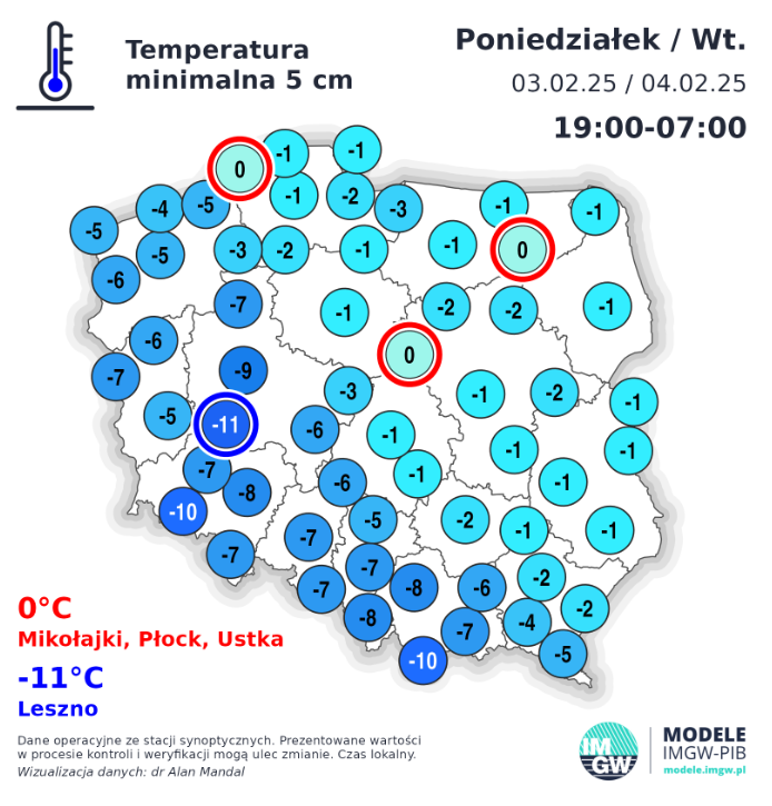 IMGWmeteo's tweet photo. 🌡Temperatury minimalne z minionej nocy i minimalna temperatura powietrza na przestrzeni ostatnich lat.
#IMGW #IMGWCMM #bezpieczneferie https://t.co/PHBYH7hxa4