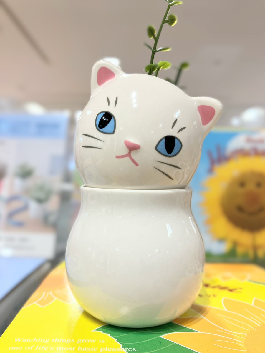 かわいいネコちゃん😸のハーブ🌿栽培キット💛 首が可動するから毎日お