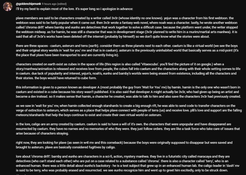 SILV3RHOE's tweet photo. this one comment at a plave dash reaction video did a really good job summarizing canon plave lore that was revealed until now! https://t.co/ujFVQy3l81