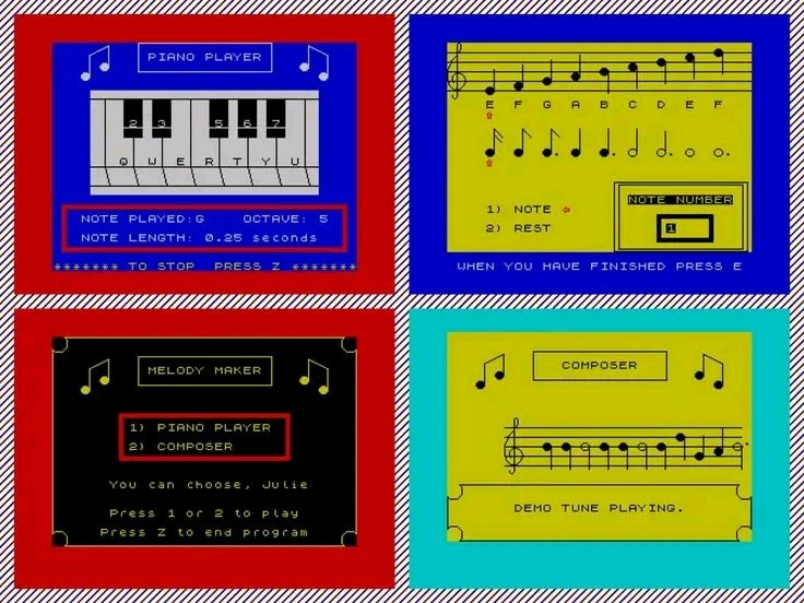 OldSchoolBooks1's tweet photo. Today's sort of educational #retrogaming on the #ZXSpectrum #CleverClogs - Music. I'm really impressed with this: play your Spectrum like a piano and compose music. Not quite as advanced as Wham! the Music Box, but it gets the job done! https://t.co/J2mvhtlr5P