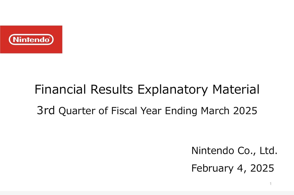PAABLOO64's tweet photo. 💥 | Nintendo ha publicado su informe de resultados Q3 del año fiscal 2025.

Corresponden al periodo de octubre a diciembre del año pasado.

Aquí TODO lo más importante que tienes que saber.

[#PABLOHILO]
+ https://t.co/sLW1YkASL9
