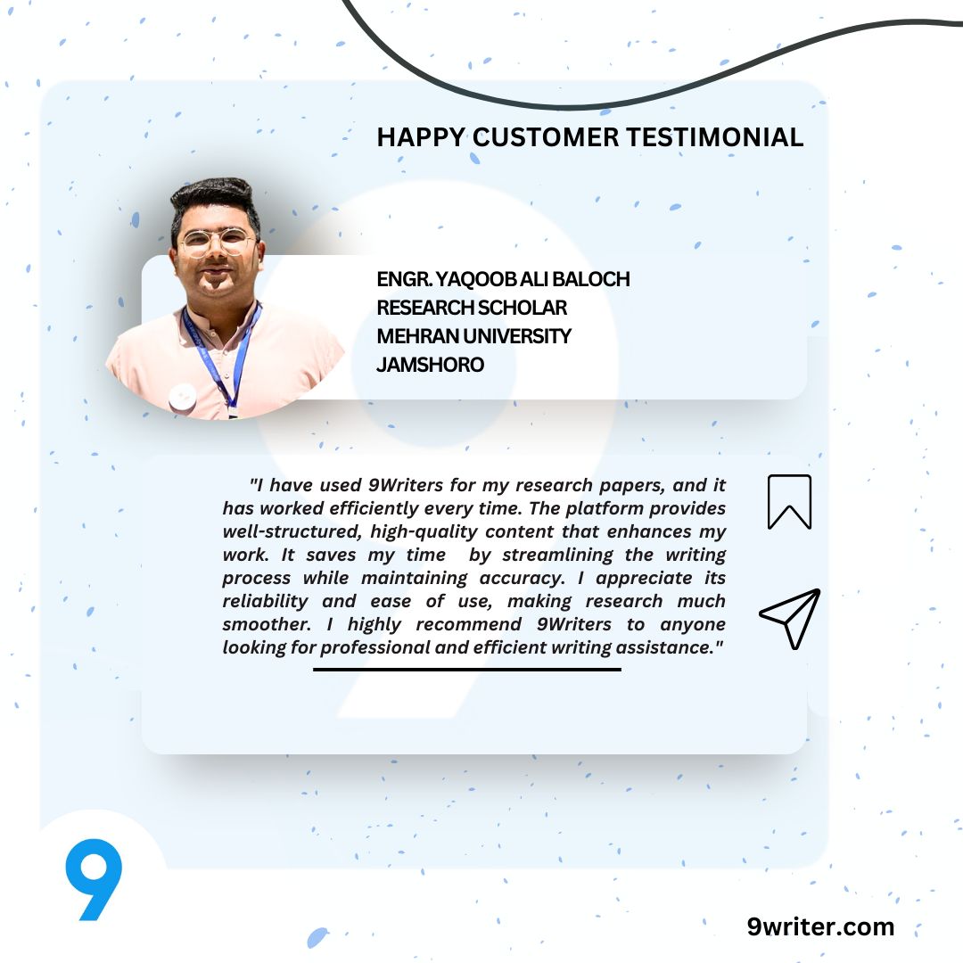 9WriterOfficial's tweet photo. Caption:
🔹 Another Happy Customer! 🔹

Engr. Yaqoob Ali Baloch, a research scholar from Mehran University, shares his positive experience with 9Writers. 🚀 Our platform ensures well-structured, high-quality content, making research seamless and efficient. https://t.co/dLrUShLheX