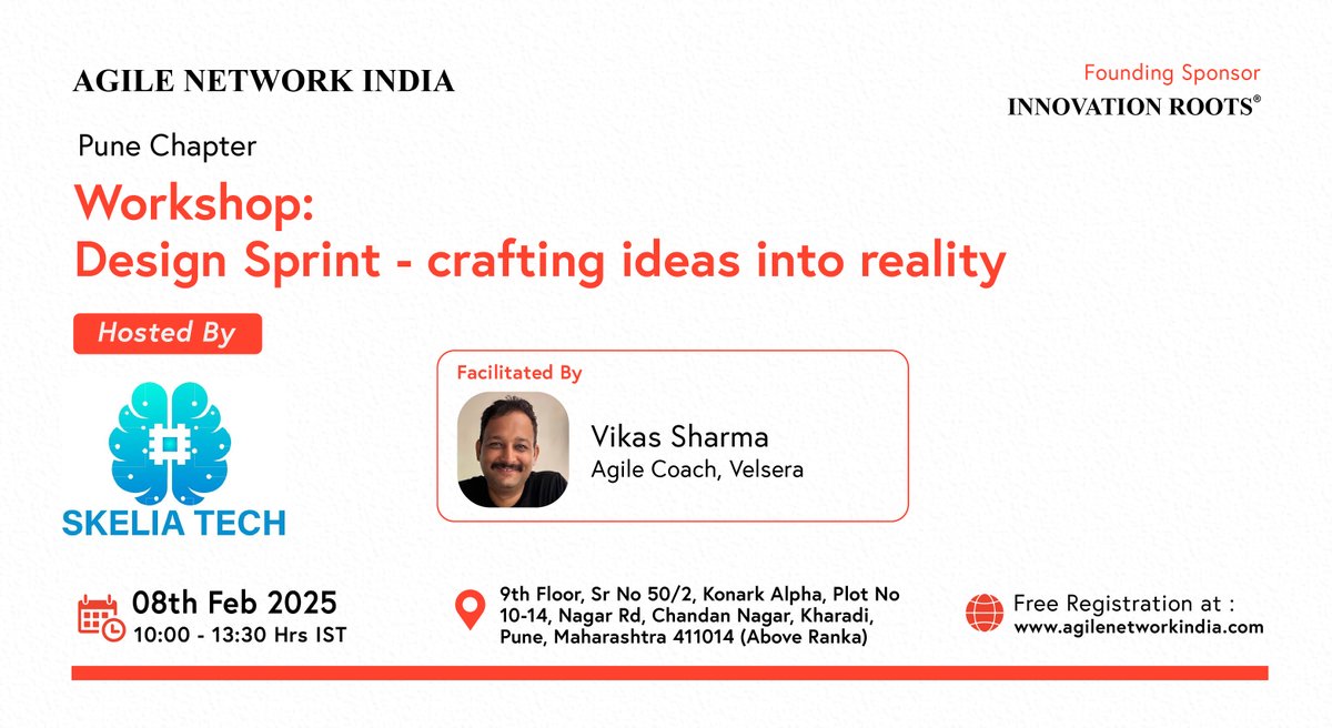 AgileNetwork_in's tweet image. Agile Network India #PuneChapter | #FebruaryEvent 
Agenda Live! 

 Date: 08th February 2025 (Saturday)  

Time: 10:00am to 1:30pm  

Hosted by: SKELIA TECHNOLOGIES, Pune  

RSVP: agilecommunity.org/event-details/… (Free to participate)