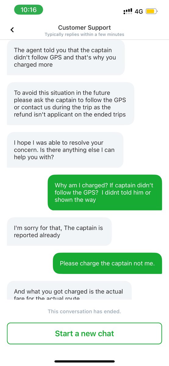 taim8r's tweet photo. This is how Careem operates in Riyadh. The customer support literally told me even it was captain’s fault. I have to pay for it. #careem #riyadh #KSA #CustomerSupport https://t.co/MUhsSnXtFz