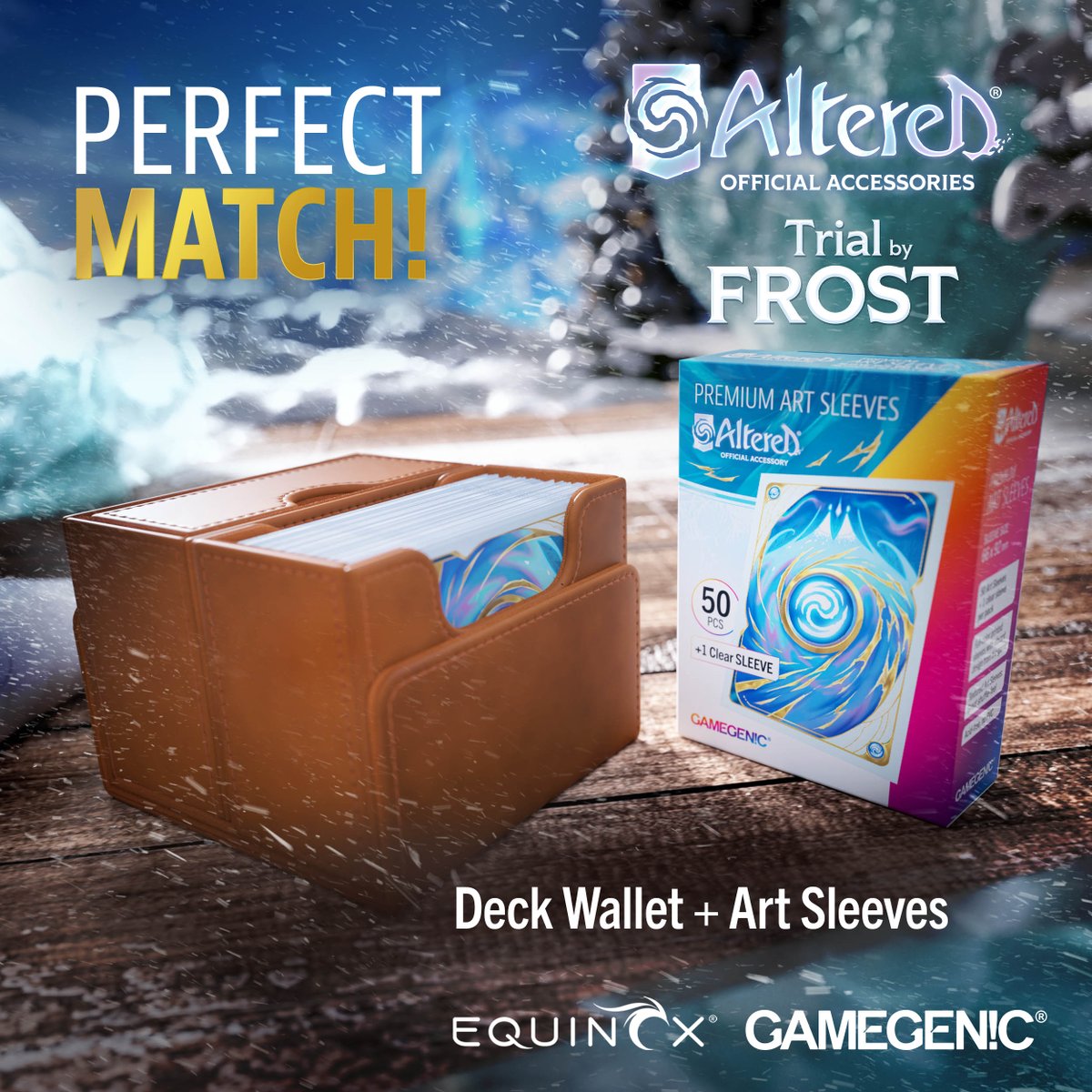 Gamegenic_'s tweet image. ❄️TRIAL BY FROST❄️
The ALTERED DECK WALLET holds a full deck of 50 cards - perfectly double-sleeved in our brand-new Ice Storm Art Sleeves for set 2! 😍🥰
ℹ️MSRP Sleeves: 7.49 $/€
ℹ️MSRP Deck Wallet: 29.99 $/€
#gamegenic #altered #alteredtcg #TCG #sleeves #deckbox @altered_tcg