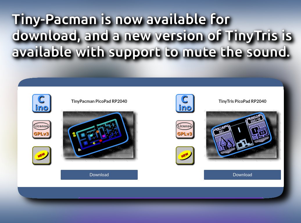 Electro_L_I_B's tweet photo. https://t.co/XAMhW2KOmi #picopad #picopocket #rp2040 #tinyjoypad #tinytris #tinypacman https://t.co/hvqaVf4AXn