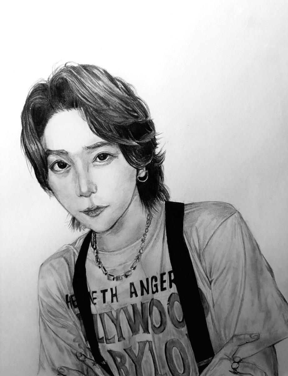 Mrs. GREEN APPLE 大森元貴 様 #人物画 #鉛筆画 #模写 #モノクロ