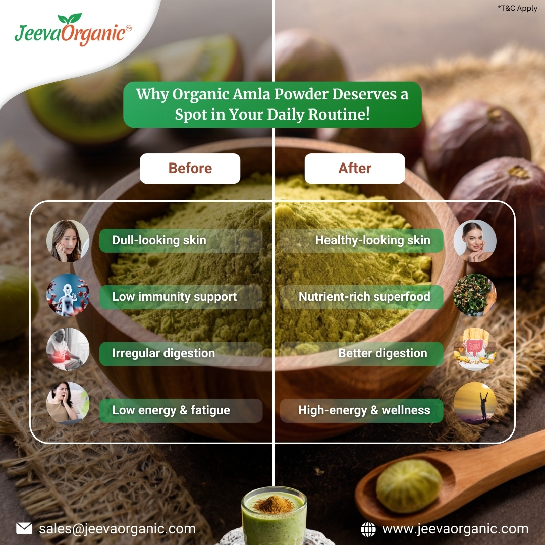 JeevaOrganic's tweet image. Packed with Vitamin C, antioxidants, and essential nutrients, Organic Amla Powder is your ultimate natural immunity booster

We provide premium, lab-tested Organic Amla Powder for the purest, highest-quality goodness!

Shop Now -jeevaorganic.com/products/bulk-…

#OrganicAmla #Superfood
