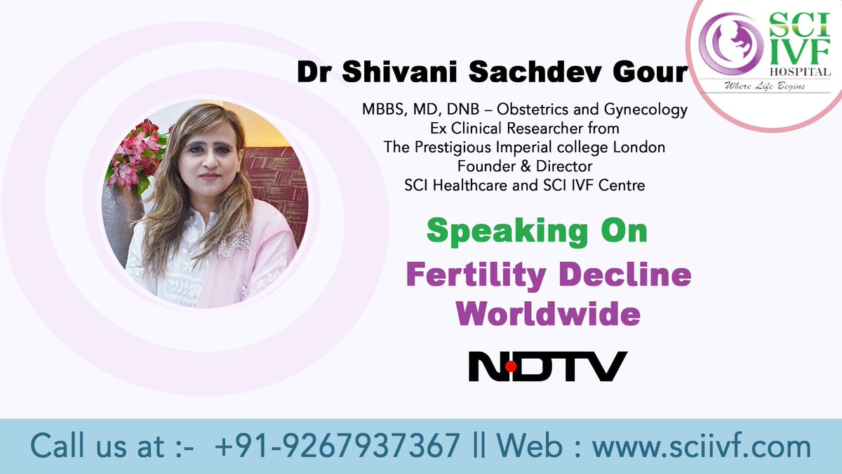 sciivf's tweet photo. Fertility rates are declining globally! Dr. Shivani Sachdev Gour shared expert insights on NDTV about the rising infertility rates and how solutions like egg freezing can help women preserve their reproductive health.

Watch the full discussion here! https://t.co/61KxTguotU https://t.co/H9Tj5IAQo7