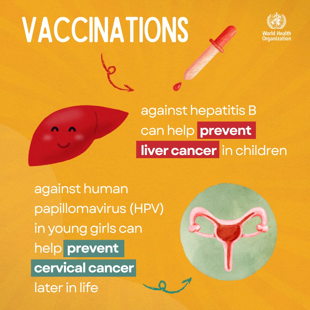It's #WorldCancerDay.

Did you know❓Vaccination against #hepatitisB can help prevent liver cancer in children, while #HPV vaccination for young girls can reduce the risk of #CervicalCancer later in life.

Learn more 👉bit.ly/2NeFF8B