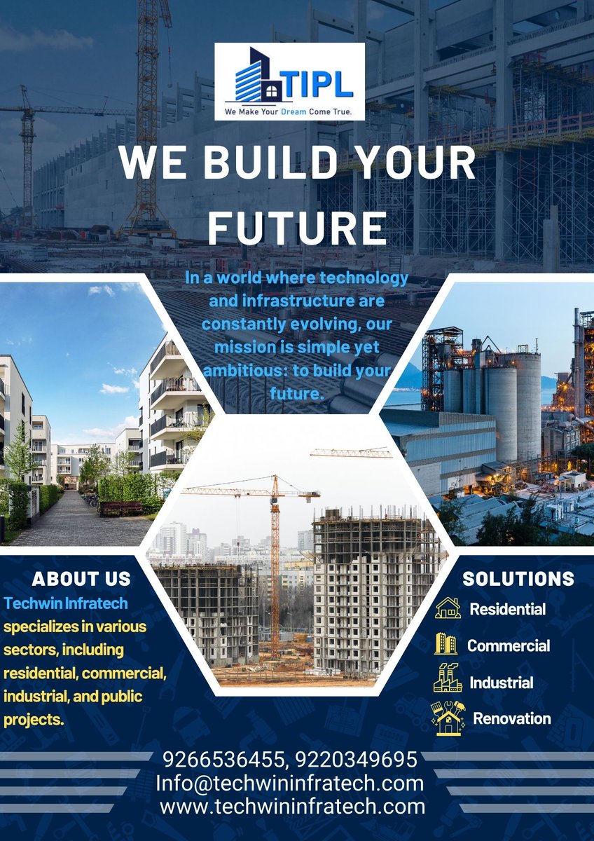 techwininfra's tweet photo. We Build Your Future Techwin Infratech
βοΈ 9220349695, 9266536455
π© Info@techwininfratech.com
πͺ© https://t.co/65EZ7q85lY
#Construction #RealEstate #dreamhomes #residential #commercial #industrial #interiordesign #renovation #buildings #techwininfratech https://t.co/LM725EtQD4