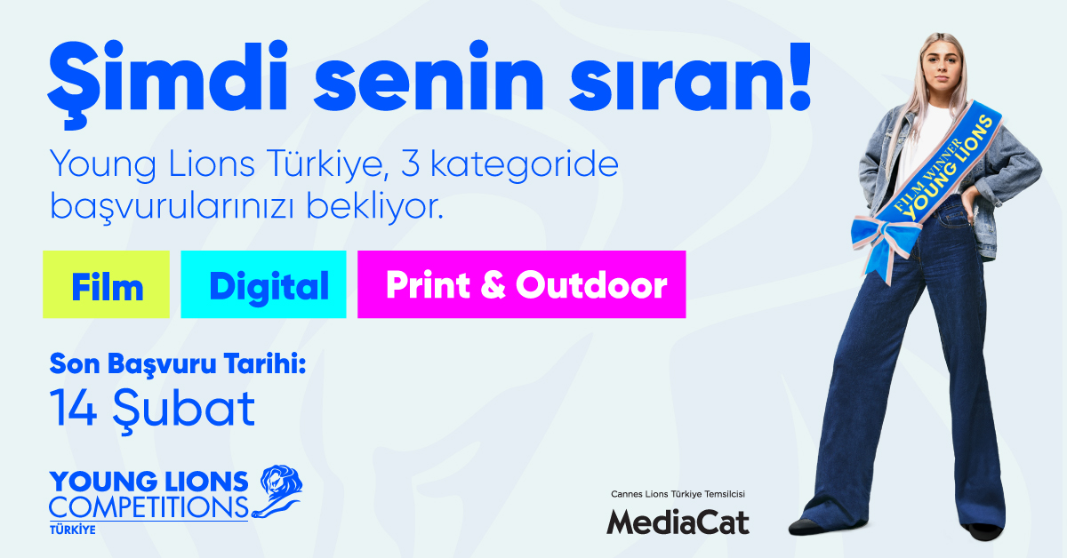Cannes Lions Yaratıcılık Festivali kapsamında dünyanın dört bir yanından 30 yaş altı genç profesyonellerin ve yaratıcıların katılım gösterdikleri Young Lions Yarışması üç kategoride başvurularınızı bekliyor!

⌛Son başvuru tarihi 14 Şubat!
Detaylı bilgi 🔗 younglions.mediacat.com