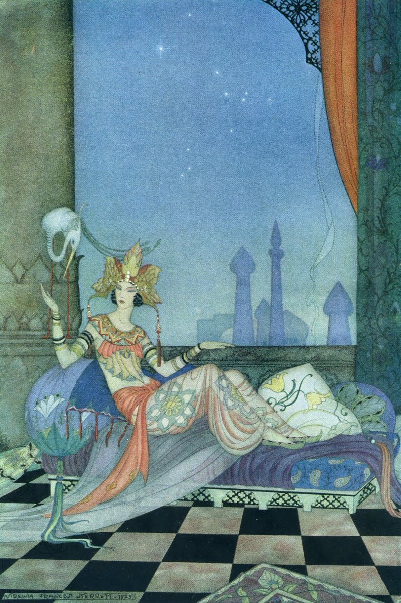 wana_visualss's tweet photo. Frontispiece, from The Arabian Nights by Virginia Frances Sterrett (1928) https://t.co/MPnY1OWZ8m
