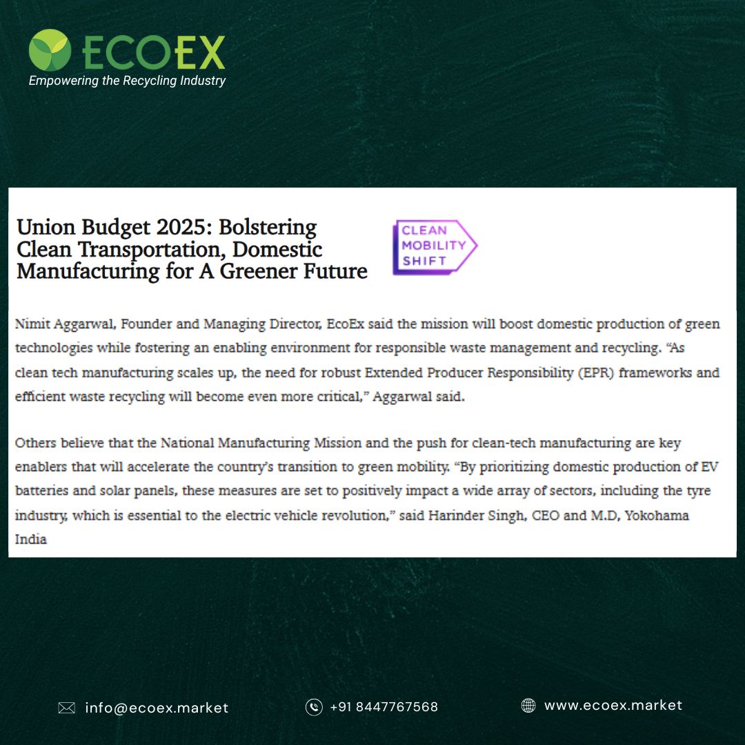 ex_eco's tweet photo. Our founder, Mr. Nimit Aggarwal, shares insights on Union Budget 2025, focusing on clean transportation &amp; domestic manufacturing for a greener future. 

Tap the link to know more!

https://t.co/5fOpHJvL7k

#CleanMobility #UnionBudget2025 #EcoEx https://t.co/OtWCeLbHZy