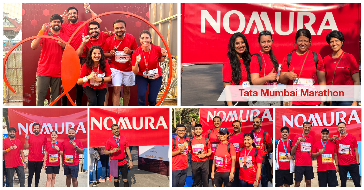 Nomura's tweet photo. Congratulations to our colleagues from our Powai office in Mumbai who ran the Tata Mumbai Marathon and Powai Run, showing our commitment to well-being, purpose and community impact. https://t.co/edbvQNXiAs